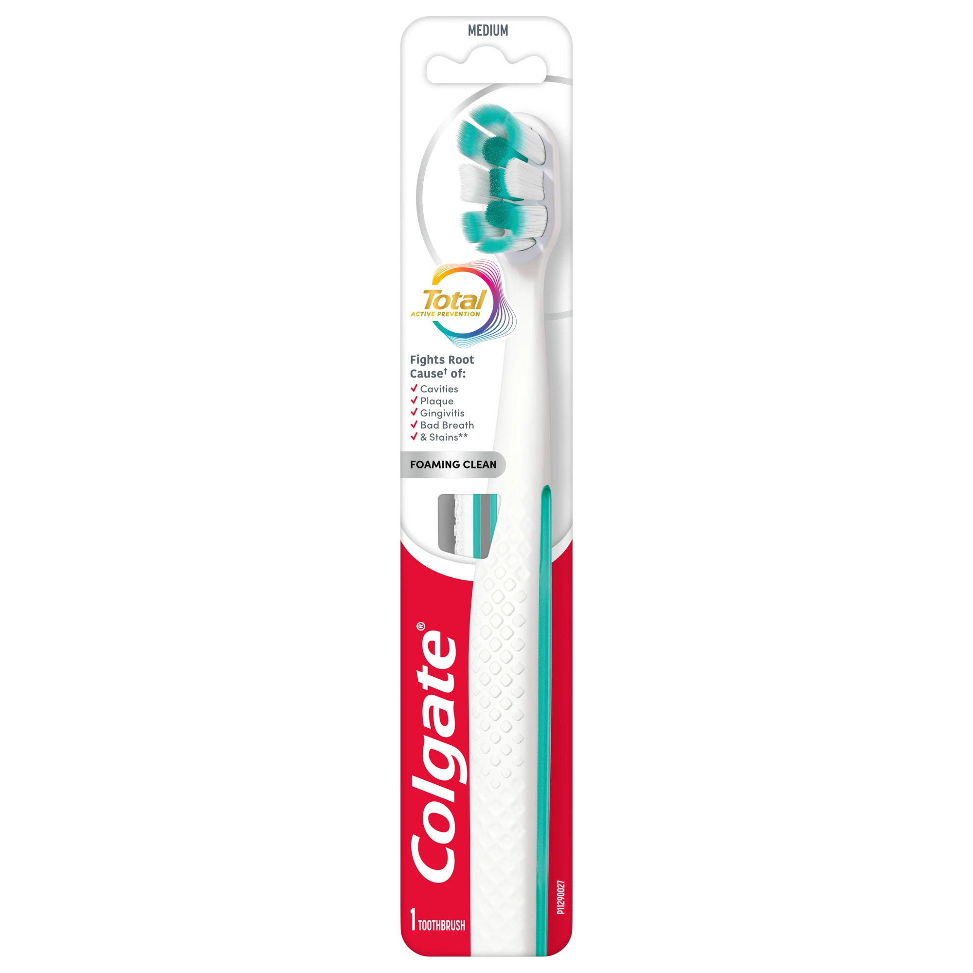 Colgate Total® Active Prevention Foaming Clean Medium Toothbrush, 1 Pack